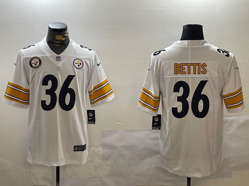 Men Pittsburgh Steelers 36 Bettis White 2024 Nike Limited NFL Jersey style 1